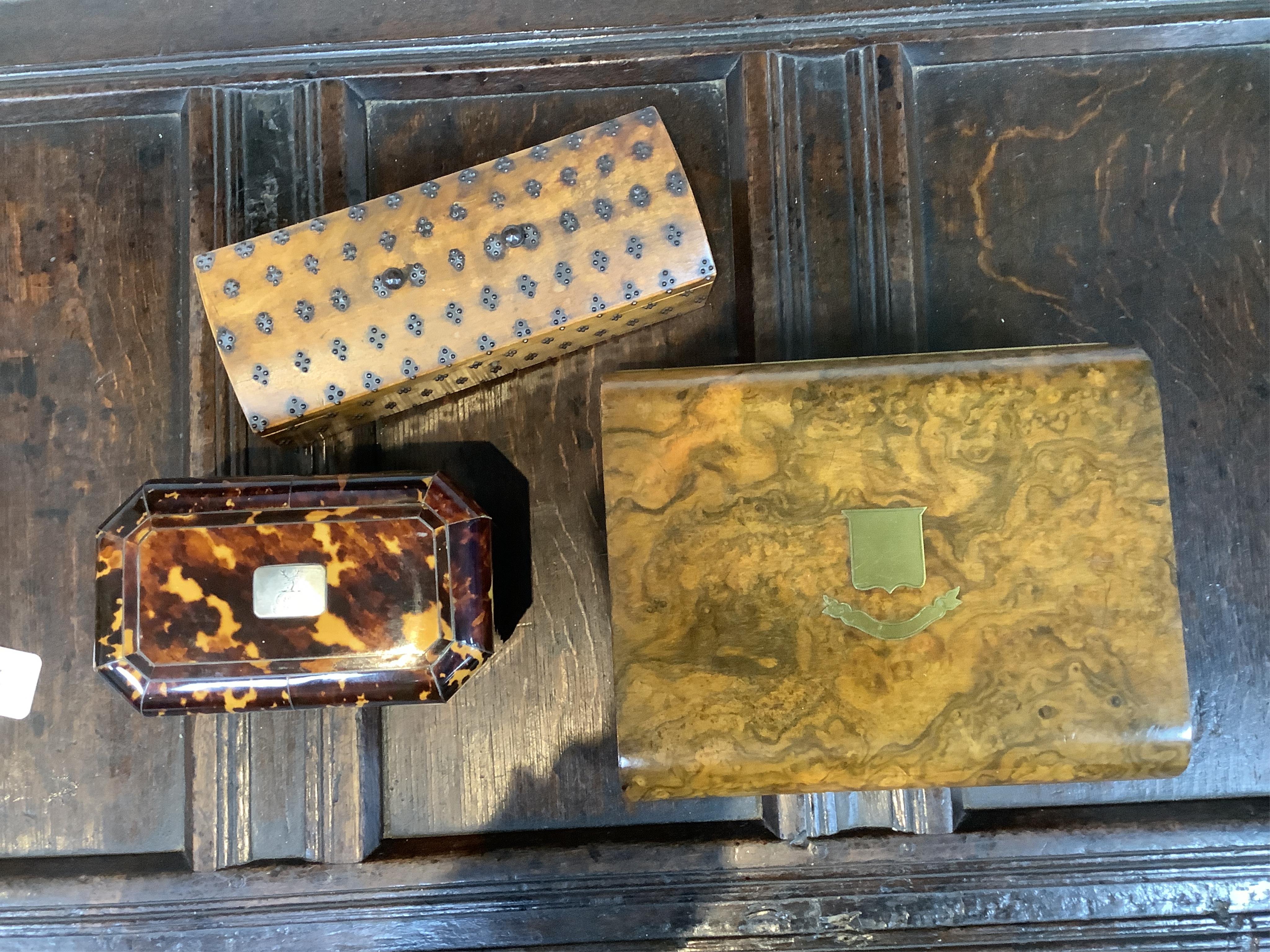 A Regency blond tortoiseshell tea caddy